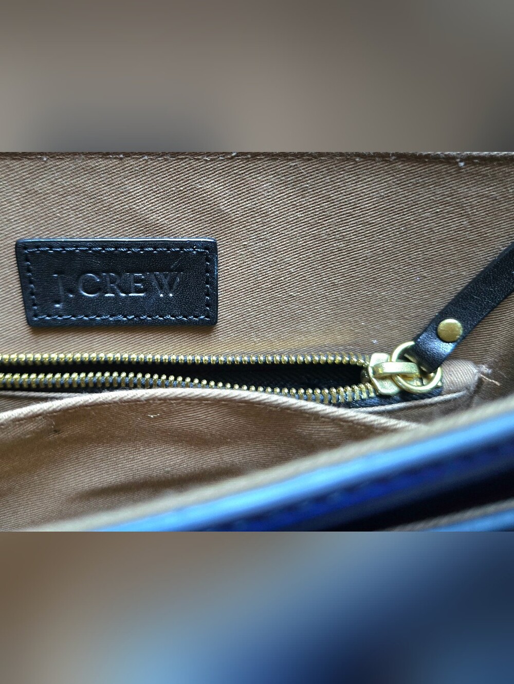 J Crew Edie Cobalt Blue 100% Cow Leather Top-Handle Satchel Bag Ladylike - Picture 5 of 13